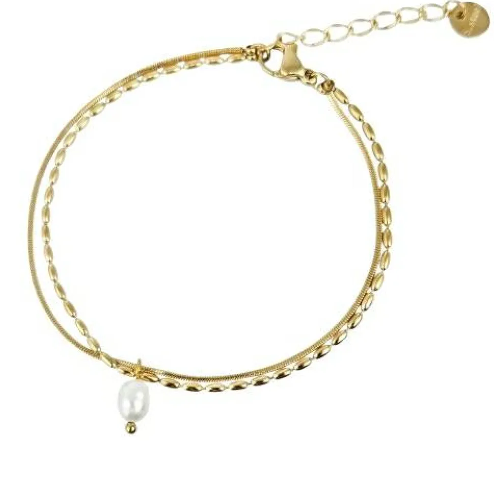 Knöchelarmband aus chirurgischem Stahl mit 14 Karat Vergoldung, BST1526