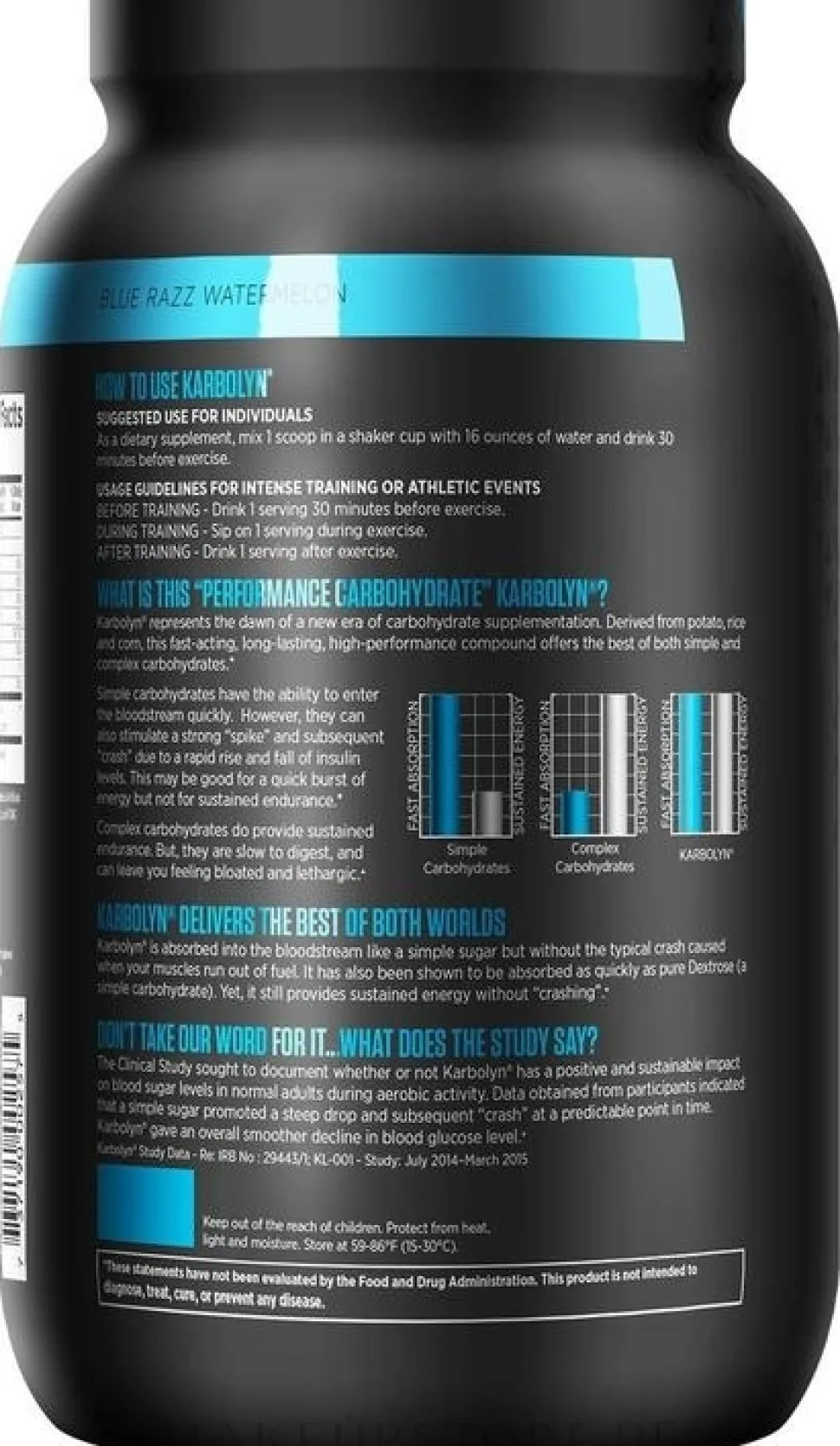 Kohlenhydrate in Pulverform Blaue Himbeeren und Wassermelone