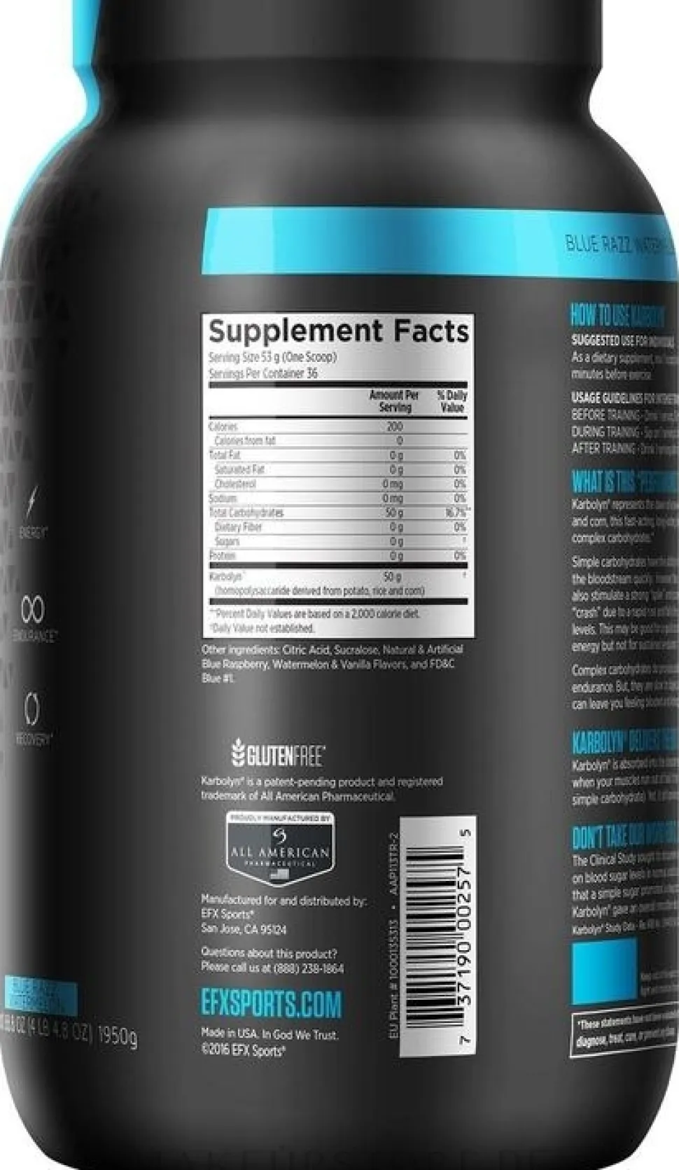 Kohlenhydrate in Pulverform Blaue Himbeeren und Wassermelone