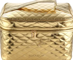 Kosmetiktasche für Reisen groß gold