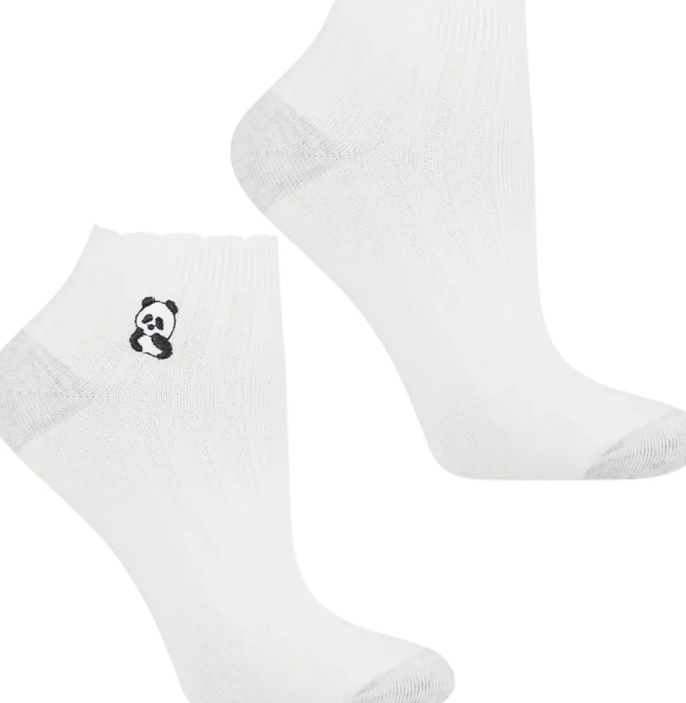 Kurze Damensocken mit Stickerei, CSD240-156, weiß