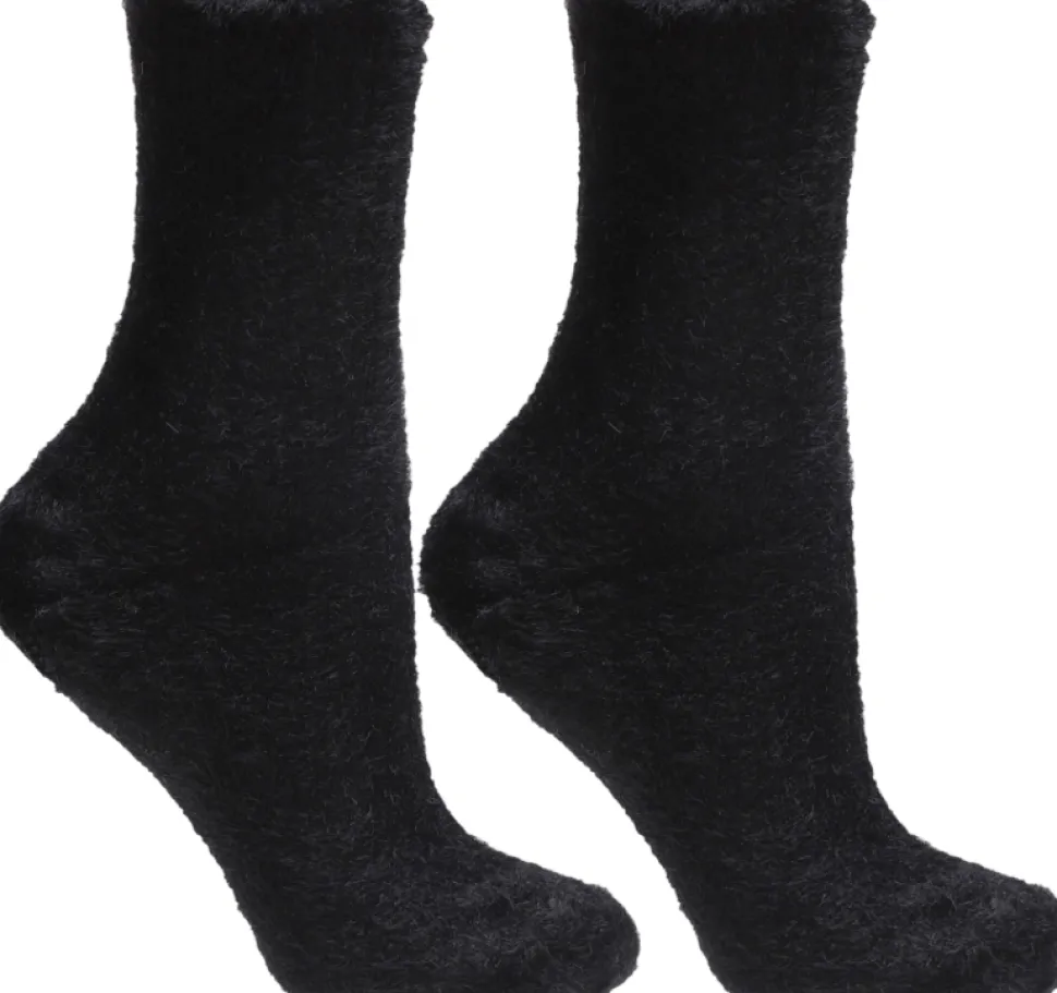 Lange Damensocken mit Fellbesatz, CDC400-524, schwarz