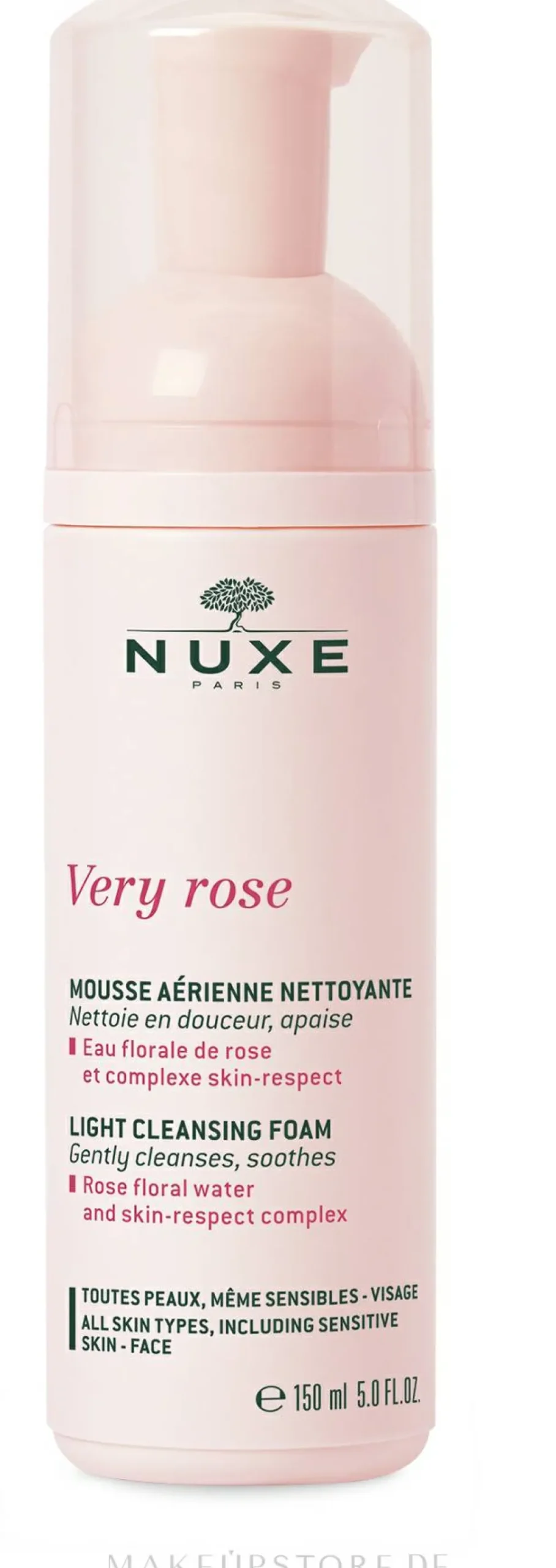 Leichter beruhigender Gesichtsreinigungsschaum mit Rosenblütenwasser