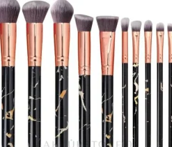 Make-up-Pinsel-Set aus Marmor 10 St. schwarz
