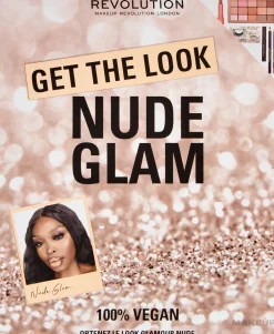 Makeup Revolution Get The Look: Nude Glam (eye/pencil/1.15g + lipstick/3.5g + lipliner/1.15g + eyeshadow/15x1.1g + mascara/8g + false/eyelashes/2pcs)