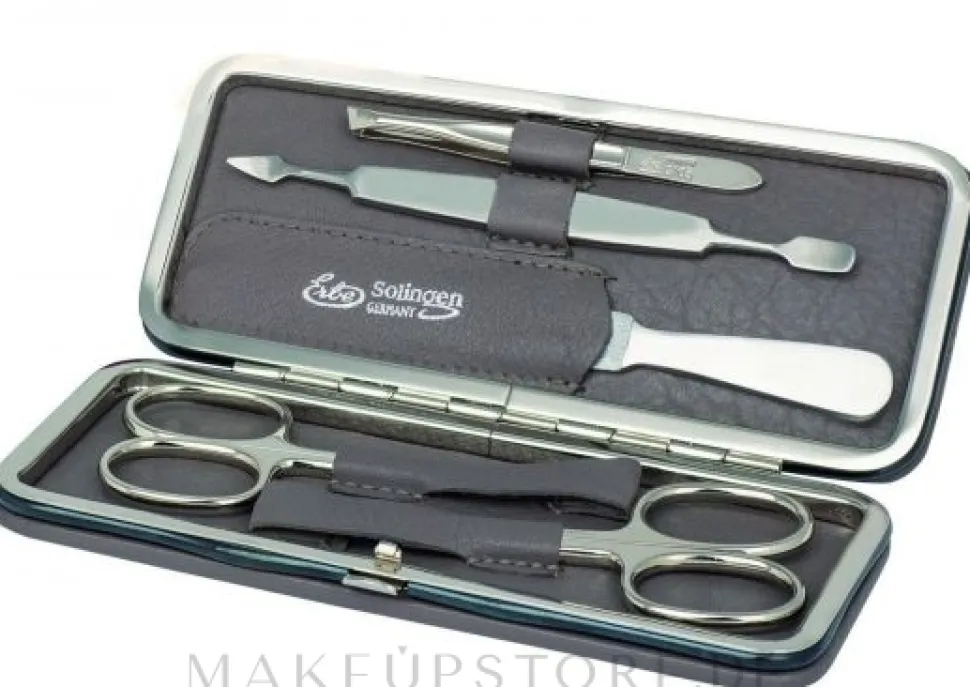 Maniküre-Set, 5 Stück Siena, Clipverschluss, grau