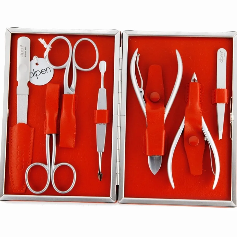 Maniküre-Set, 7-teilig, 6885R, rot