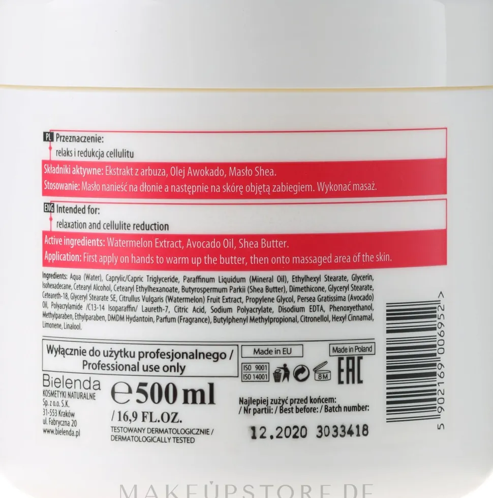 Massagebutter für den Körper mit Wassermelone, Avocadoöl und Sheabutter