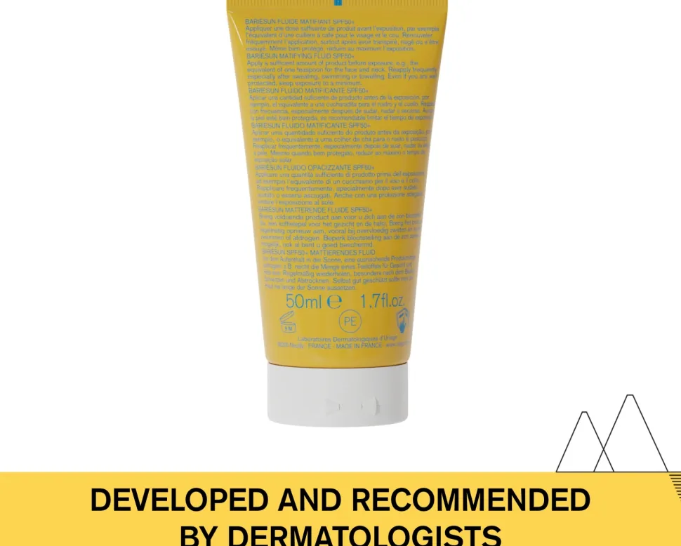 Mattierendes und feuchtigkeitsspendendes Sonnenchutzfluid für das Gesicht SPF 50+