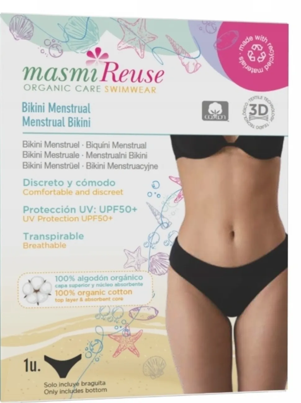 Menstruationsbadehose, schwarz