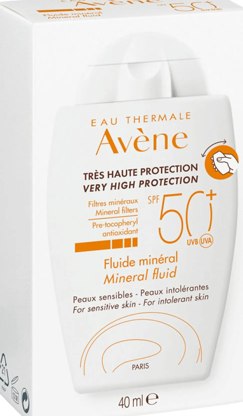 Mineralisches Sonnenschutzfluid für überempfindliche Gesichtshaut ohne chemische Filter SPF 50+
