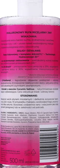 Mizellenwasser für Gesicht mit Hyaluronsäure