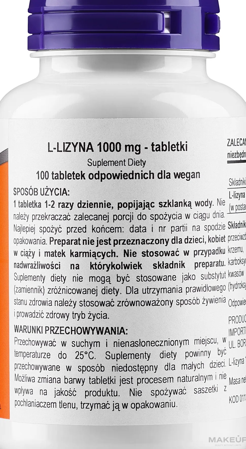 Nahrungsergänzungsmittel Aminosäure L-Lysin 1000 mg in Tablettenform