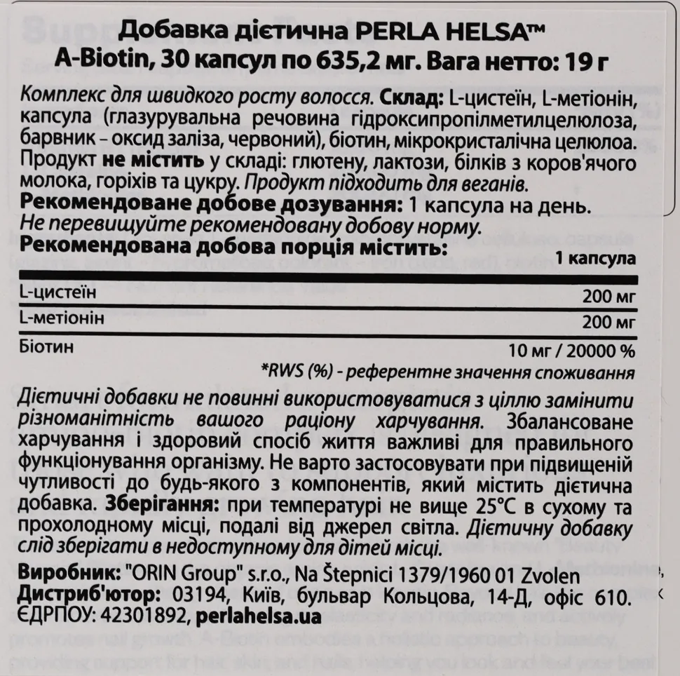 Nahrungsergänzungsmittel Biotin+Aminosäuren