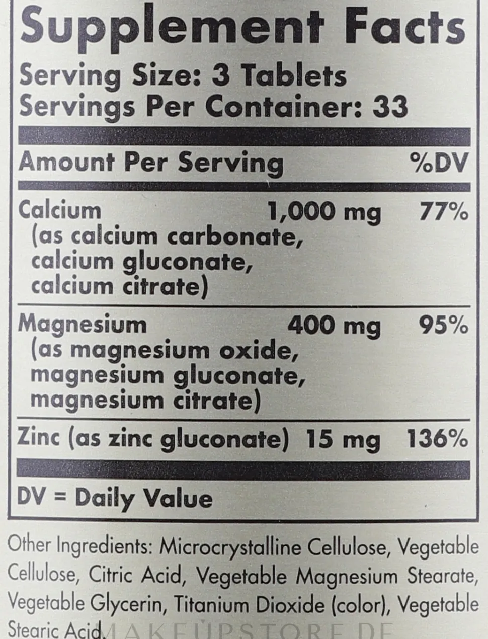 Nahrungsergänzungsmittel Kalzium, Magnesium + Zink