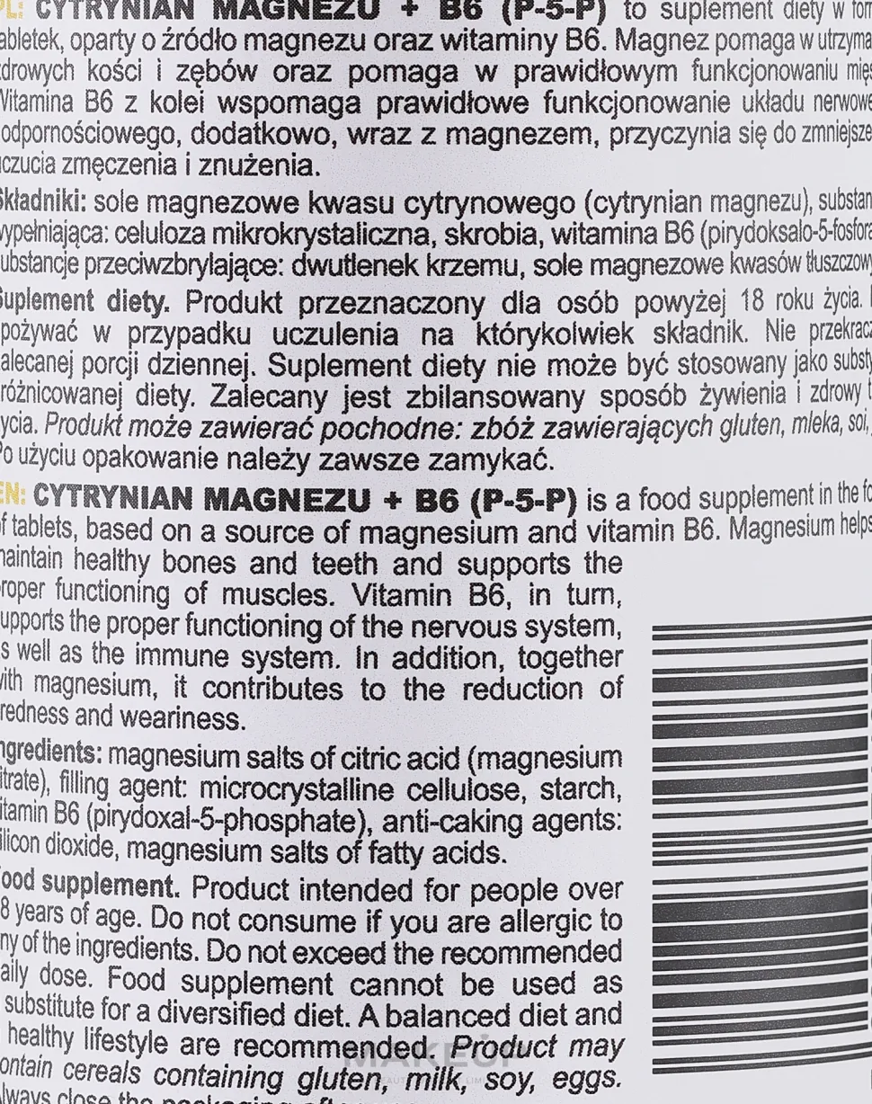 Nahrungsergänzungsmittel Magnesiumcitrat + B6