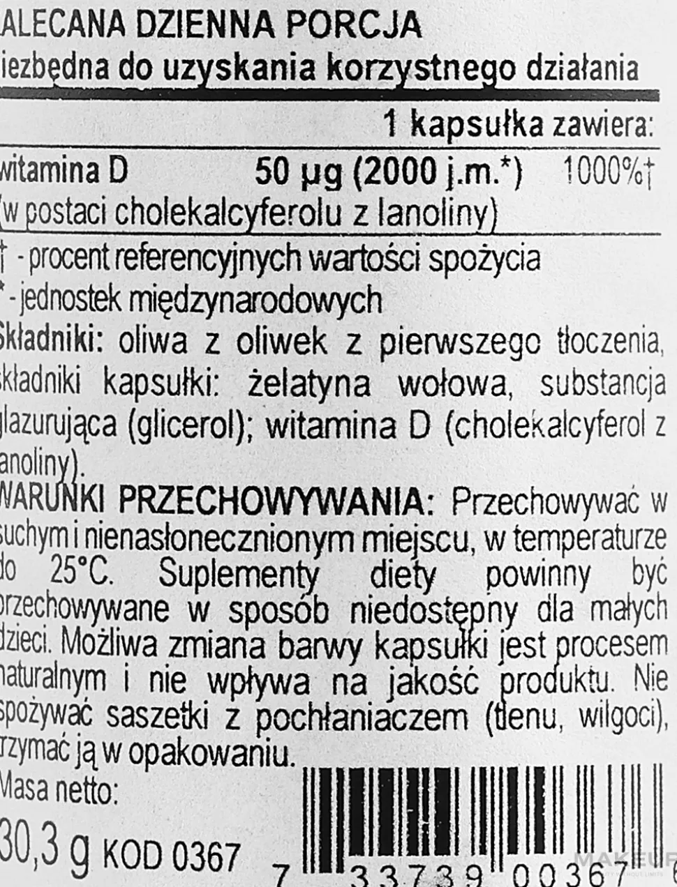 Nahrungsergänzungsmittel Vitamin D3 50 μg für gesunde Zähne und Knochen