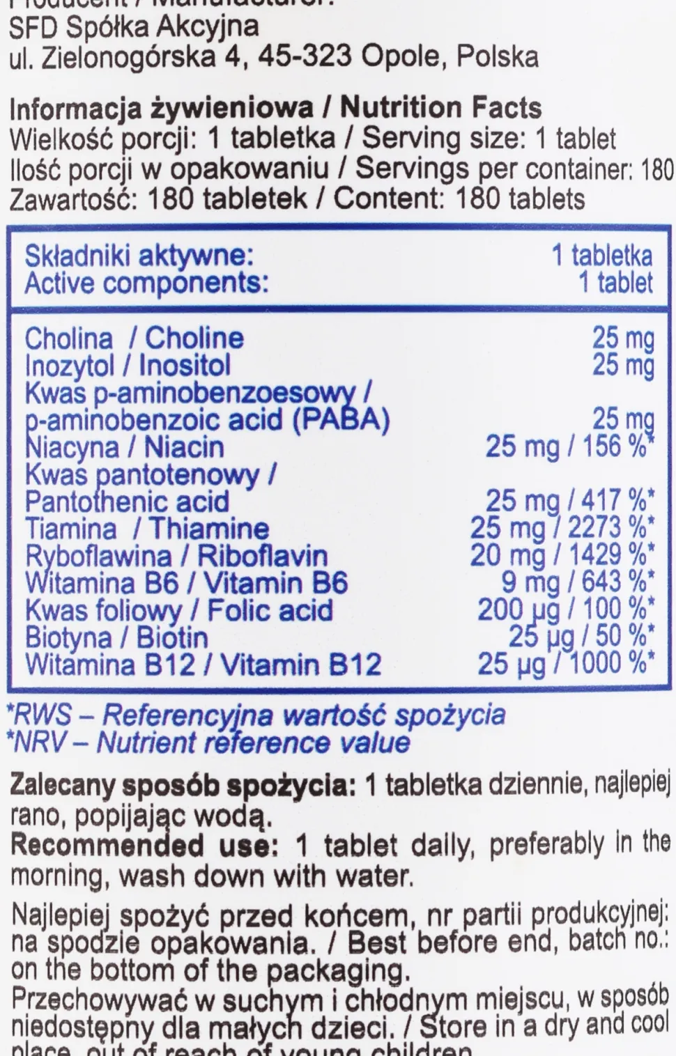 Nahrungsergänzungsmittel Vitamin B-Komplex