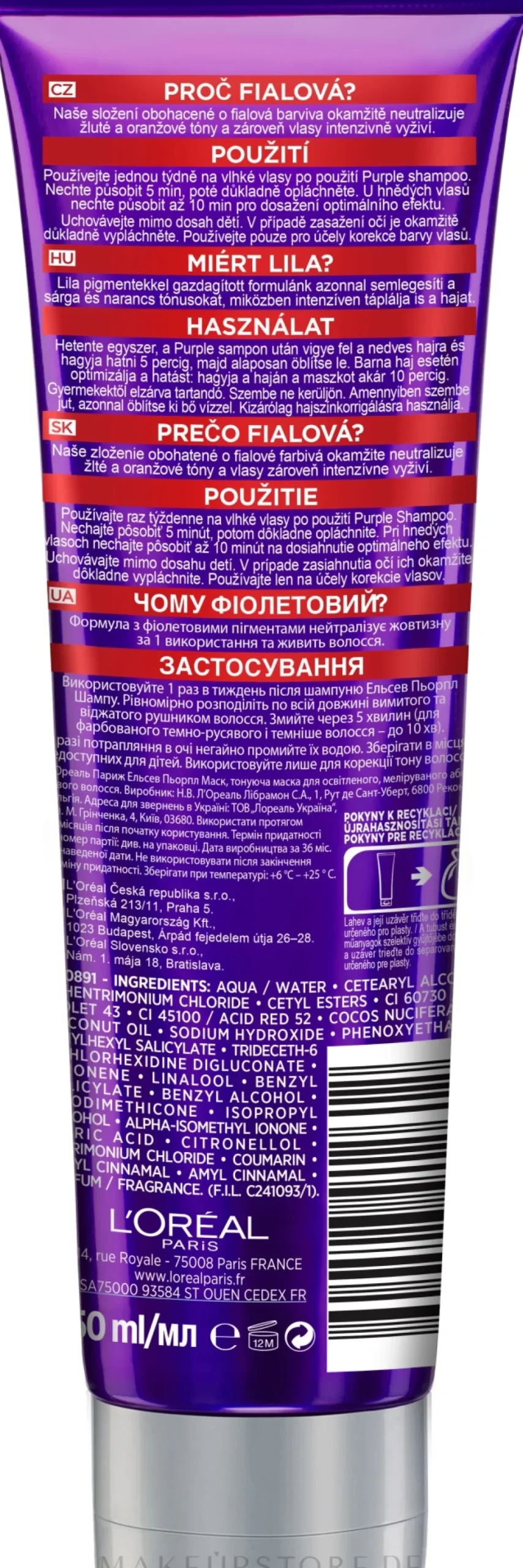 Nährende und getönte Anti-Gelbstich Maske für blondes, aufgehelltes, graues und gesträhntes Haar