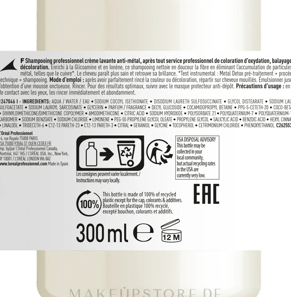 Professionelles Shampoo gegen Metallablagerungen nach Haarfärbung oder -aufhellung
