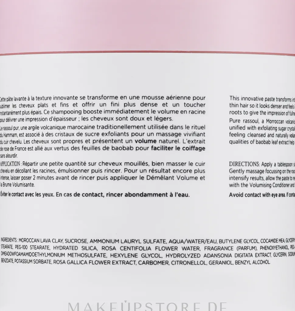 Reinigende Haarpaste für mehr Volumen mit reinem Rassoul und Rosenextrakten