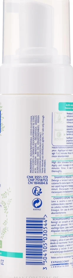 Reinigendes und beruhigendes Schaum-Shampoo gegen Unannehmlichkeiten und Rötungen bei atopischer Haut