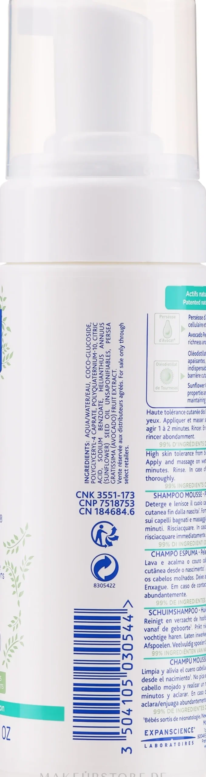 Reinigendes und beruhigendes Schaum-Shampoo gegen Unannehmlichkeiten und Rötungen bei atopischer Haut