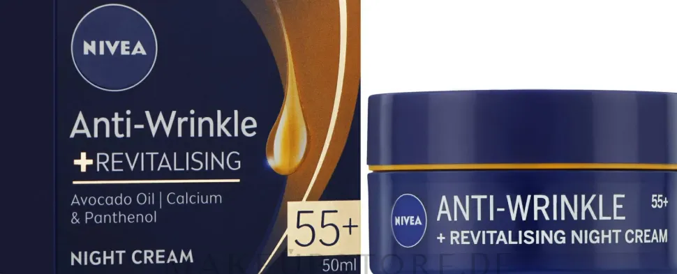 Revitalisierende Anti-Falten Nachtcreme mit Avocadoöl, Panthenol und Kalzium 55+