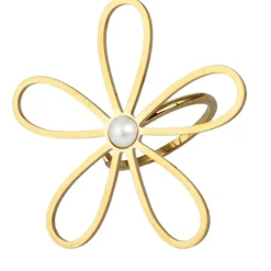 Ring aus chirurgischem Stahl mit 14-karätiger Vergoldung, größenverstellbar, PST938