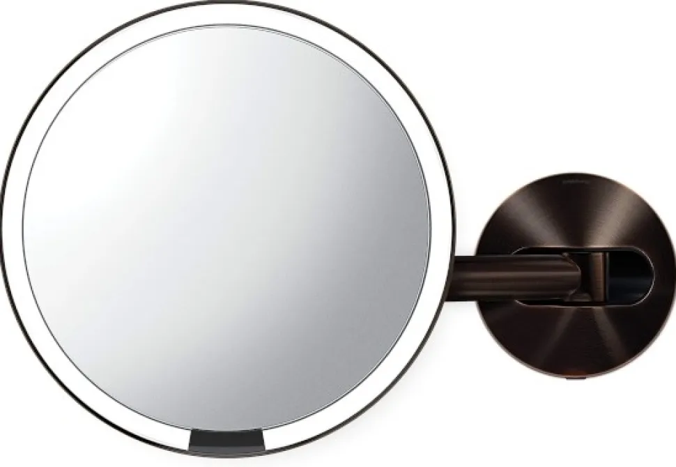 Rundes, wandmontiertes Sensor-Spiegel, 20 cm, dunkle Bronze