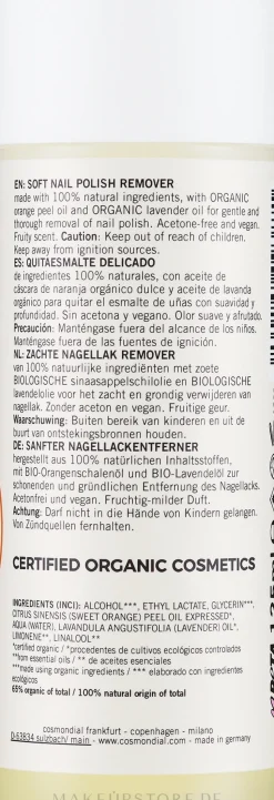 Sanfter natürlicher Nagellackentferner mit Bio Orangenschalen- und Lavendelöl