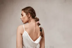 Scrunchie-Haargummi aus Naturseide in Puderfarbe Skinny