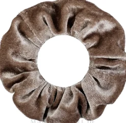 Scrunchie-Haargummi dunkelbeige Velour Classic