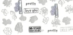 Selbstklebende Nagelsticker 5D weiße Blumen