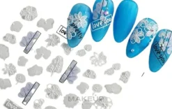 Selbstklebende Nagelsticker 5D weiße Blumen