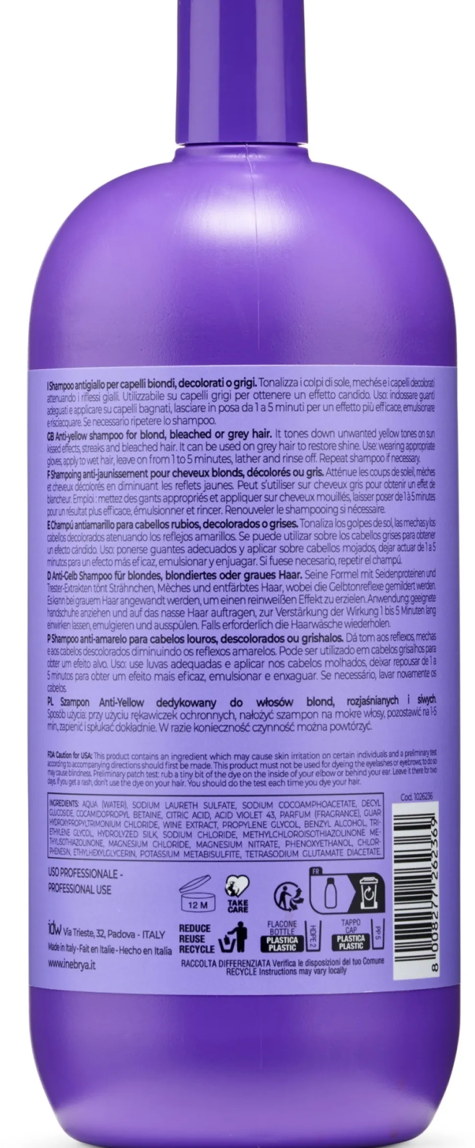 Shampoo für blondes, blondiertes und graues Haar gegen Gelbstich