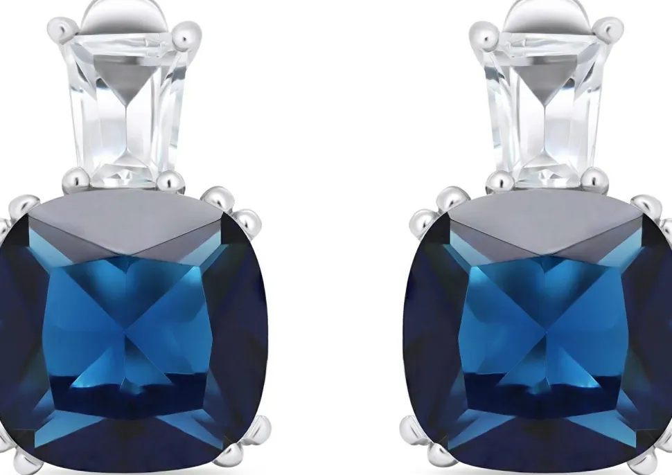Silberne Ohrringe mit blauen Zirkonia