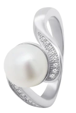 Silberner Ring mit echter Perle