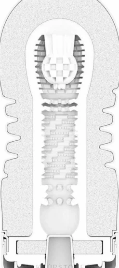 Silikon-Masturbator mit Sanduhrform und Ventilstruktur schwarz-rot