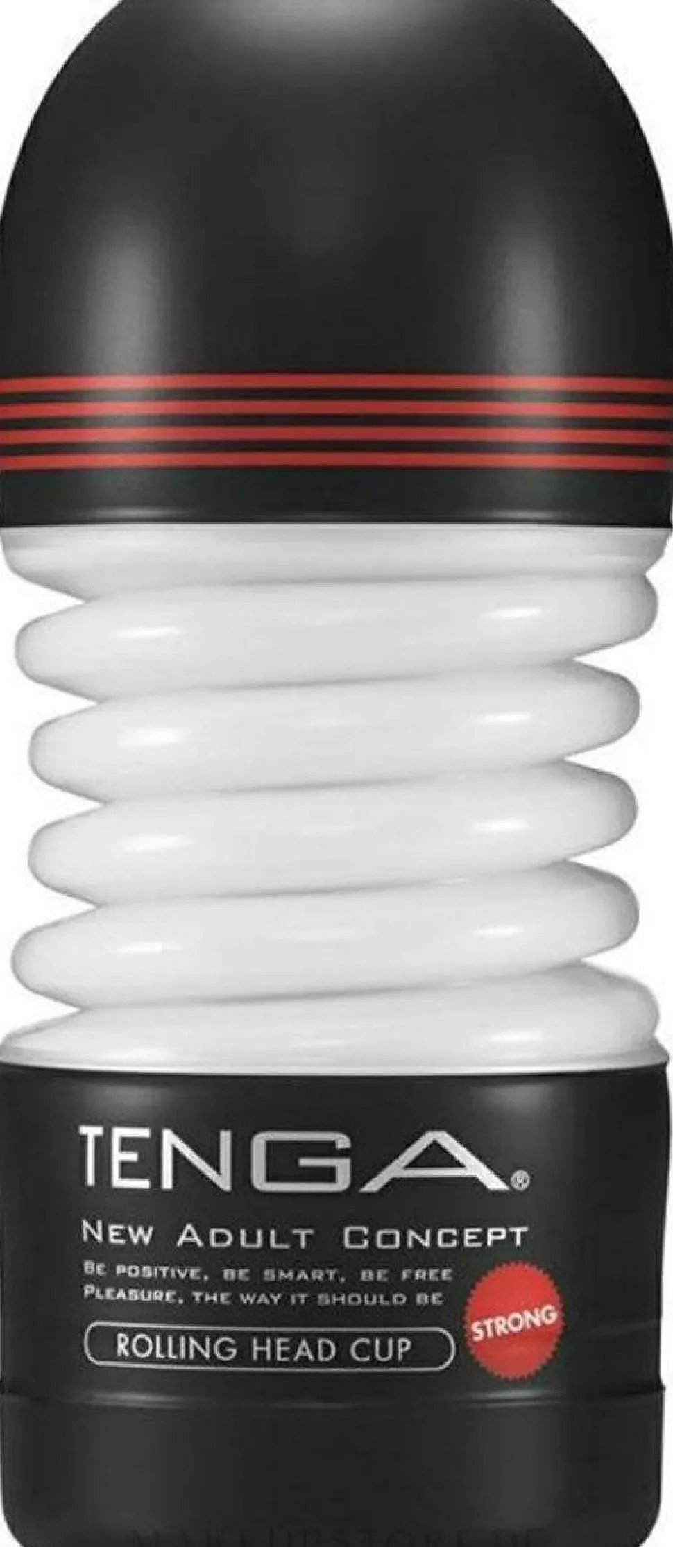 Silikon-Masturbator mit Sanduhrform und Ventilstruktur schwarz-rot