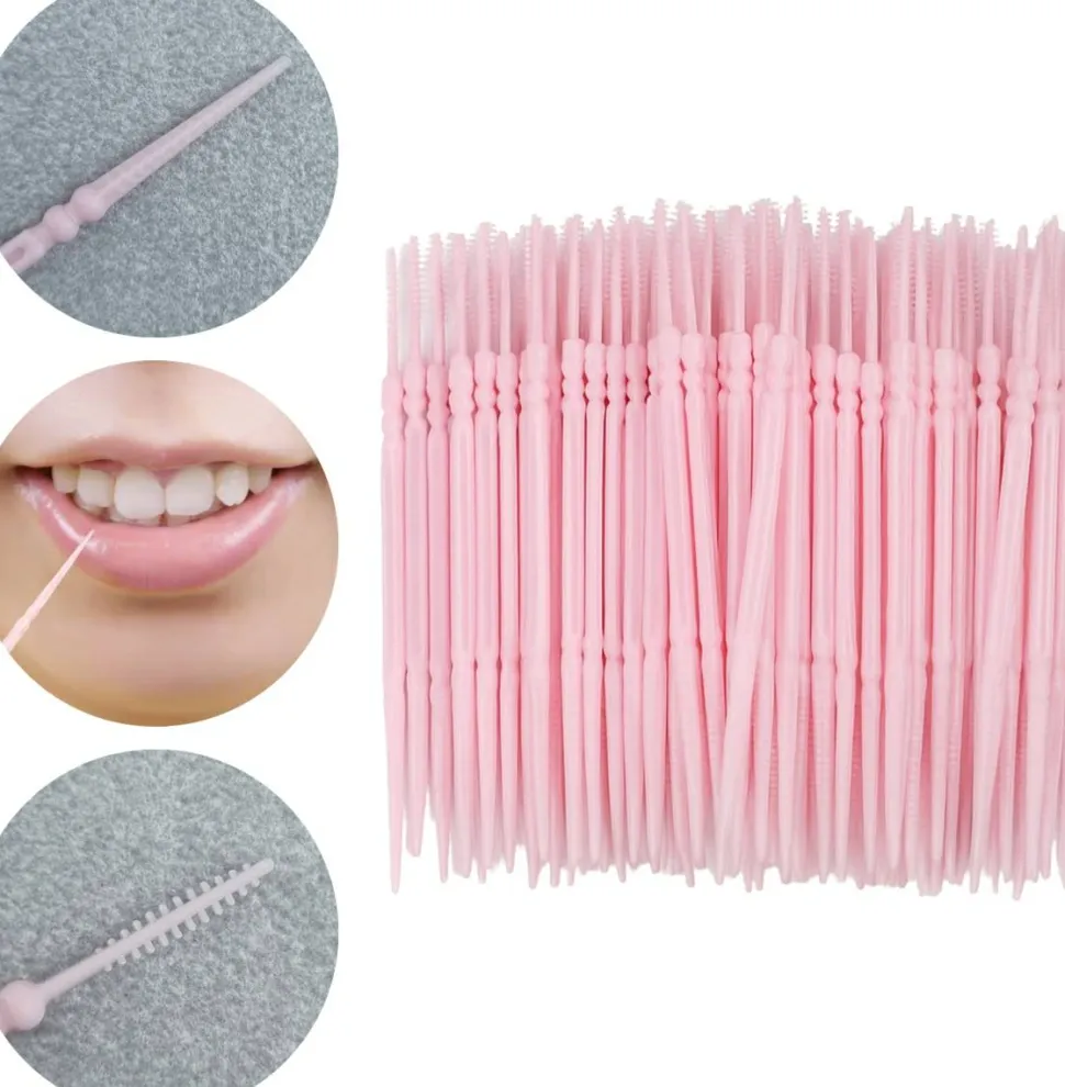 Silikon-Zwischenraumbürsten, beidseitig, rosa, 200 Stk.