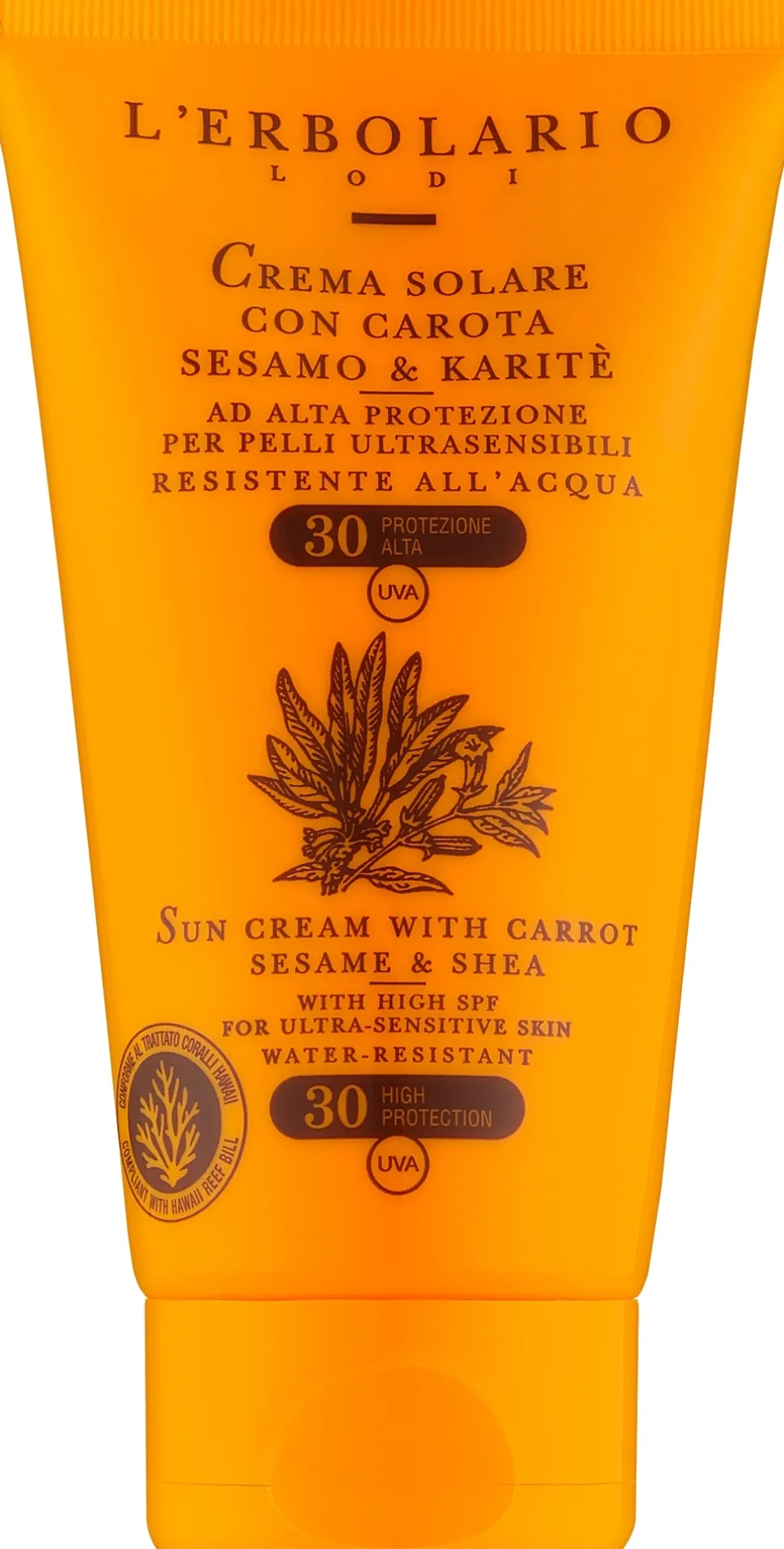 Sonnenschutzcreme für Körper und Gesicht mit Karotten, Sesamöl und Sheabutter für überempfindliche Haut SPF 30
