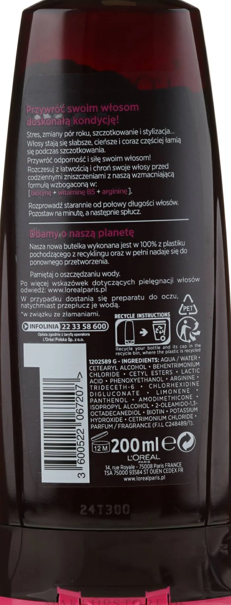 Stärkende Haarspülung für schwaches und brüchiges Haar mit Arginin, Biotin und Vitamin B5