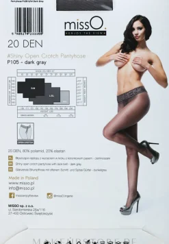 Strumpfhose mit offenem Schlitz und Silikongürtel grey