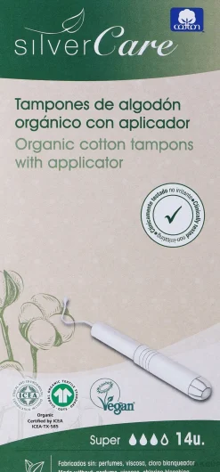 Tampons aus Bio-Baumwolle mit Applikator Super 14 St.