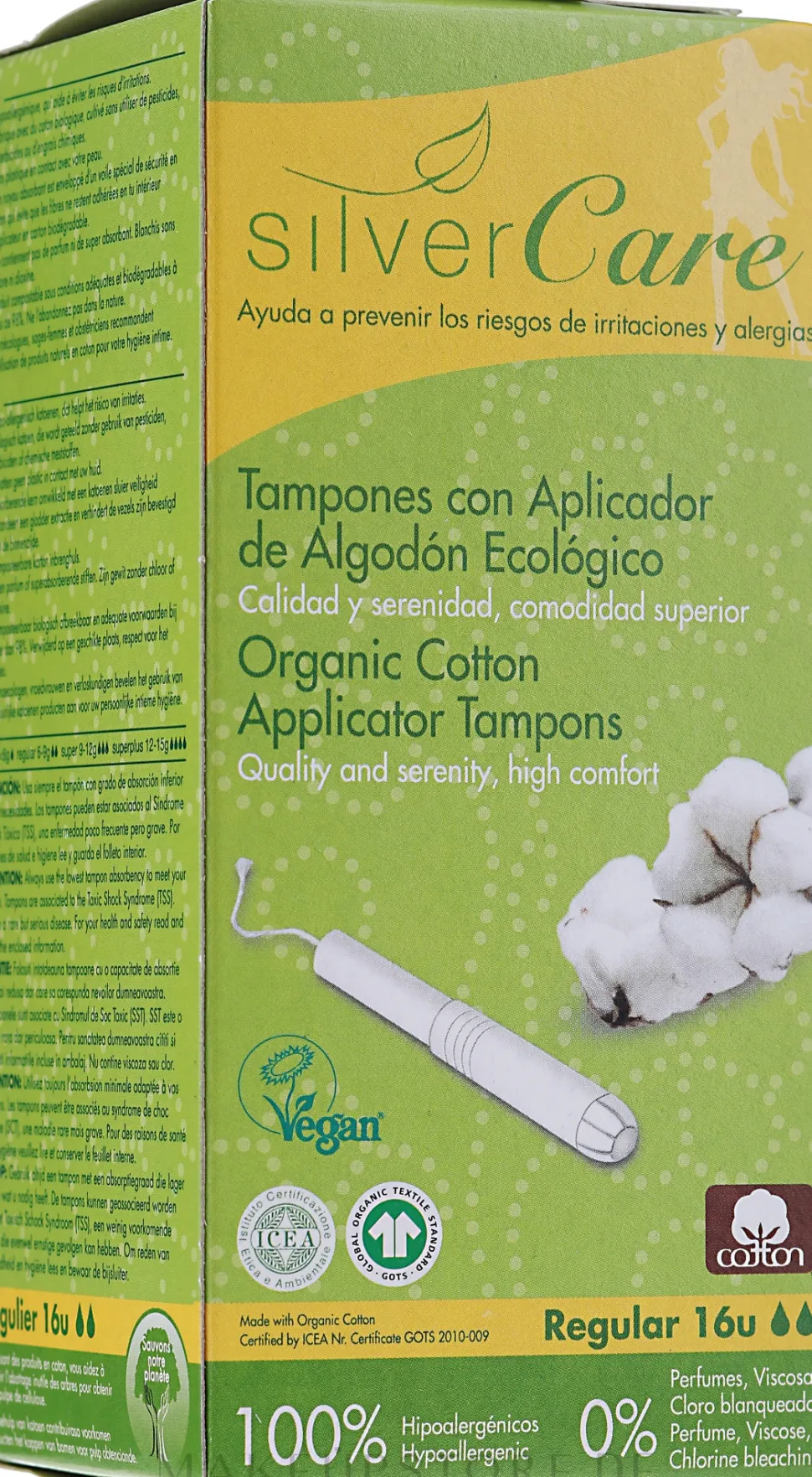 Tampons aus Bio-Baumwolle mit Applikator Regular 16 St.