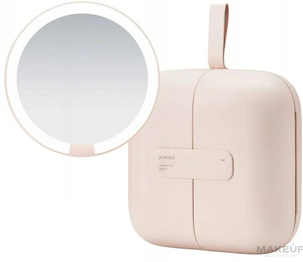 Tragbarer LED-Spiegel mit Schminktasche, rosa