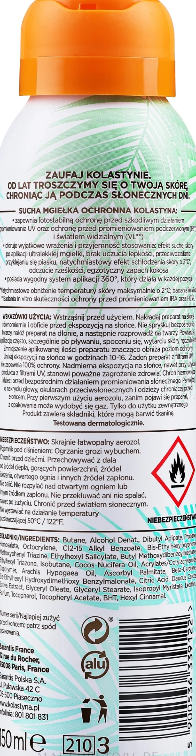 Transparenter trockener Sonnenschutznebel für Körper und Gesicht SPF 50