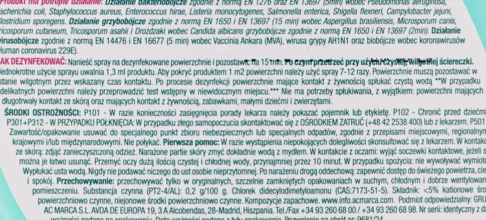 Universelles Spray zum Reinigen und Desinfizieren