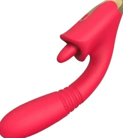 Vibrator mit Klitorisstimulator, rot
